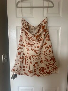 Printed Cream and Rust A-Line Women's Skirt